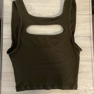 lululemon LA Cut-out Crop Tank in olive green